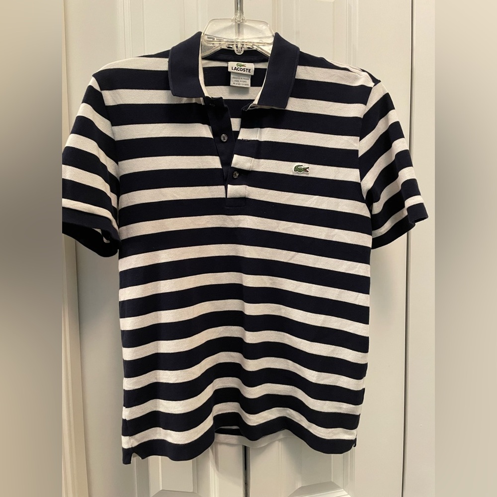 Lacoste strip polo size medium